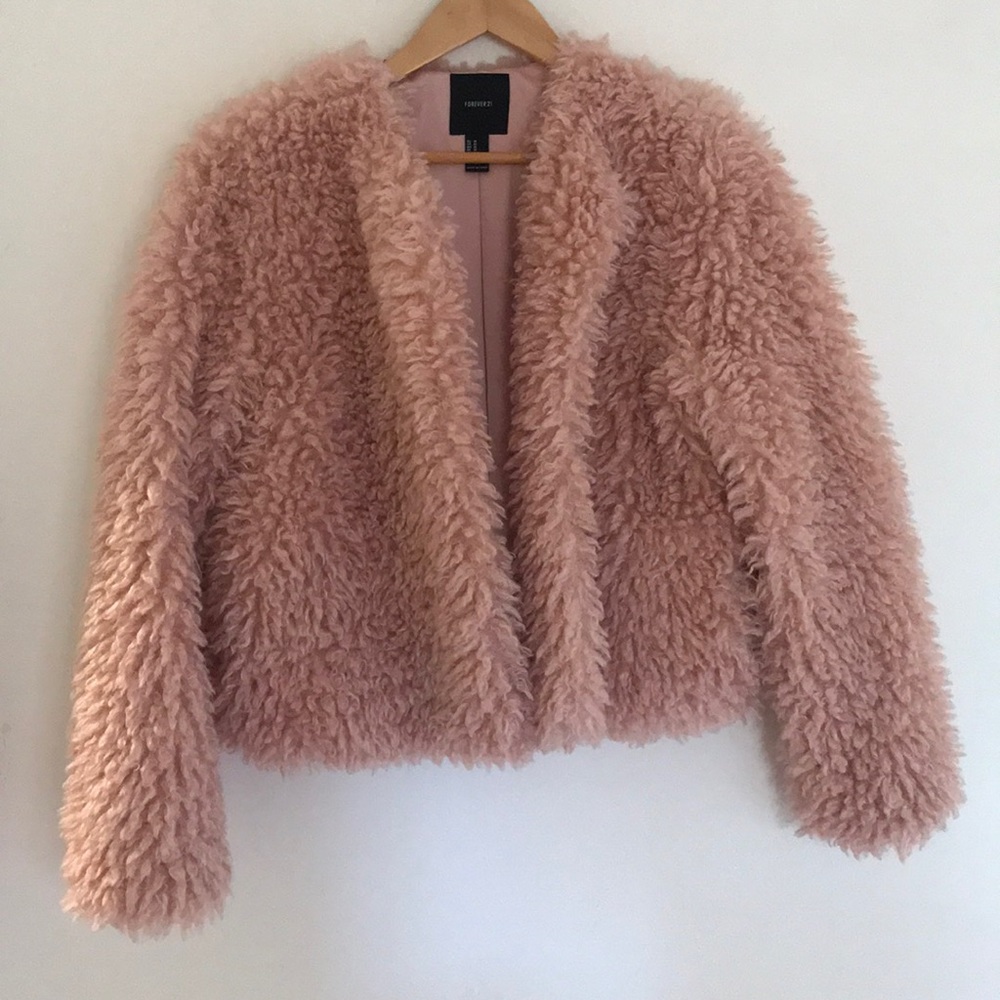 Blush pink teddy jacket